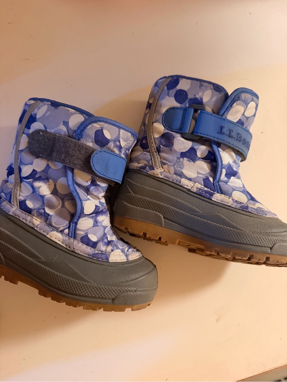 LL Bean Kids Blue Printed Winter Boots